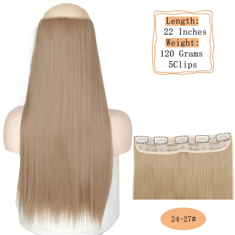 Synthetic 5 Clips Long Water Wave Clip In Hair Extensions Heat Resistant 22Inch One Piece Black Brown Hairpiece For Women — image 31
