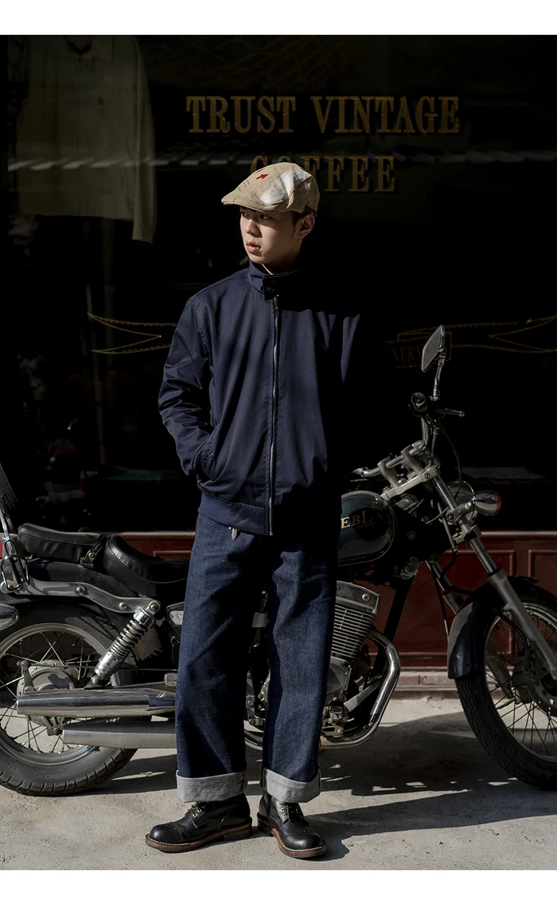 Men jacket autumn thin EU size vintage classic bomber coat inner plaid jacket — image 5