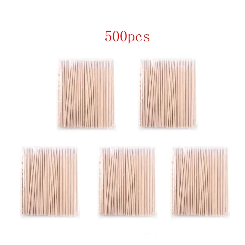 100/300/500pcs Wood Cotton Swab Cosmetics Permanent Makeup Ear Clean Sticks Buds Micro Brushes Eyelash Glue Removing Tool — image 9