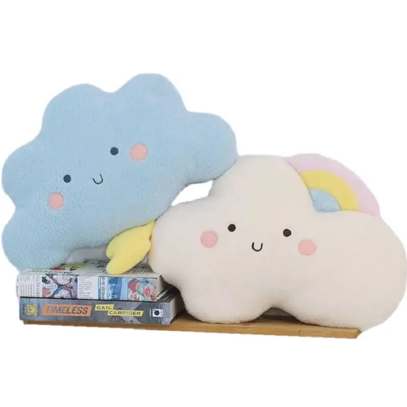 Cute Emotion Face Weather Pillow Stuffed Plush Thunder Dark Clouds Rainbow White Cloud Cushion Baby Bed Room Decor Home Decor — image 3