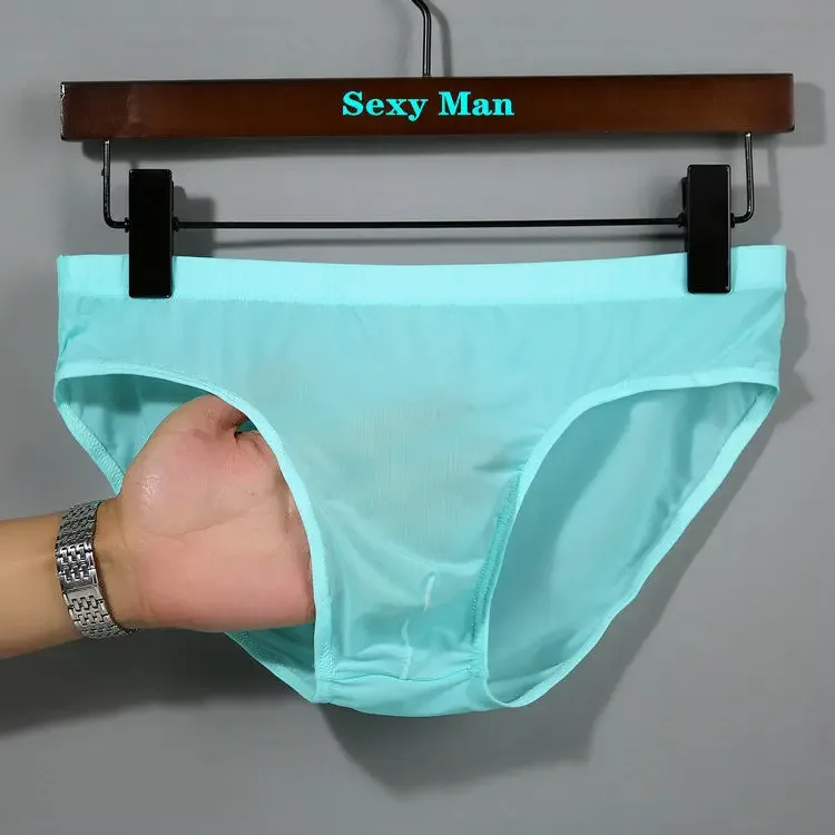 1-2PCS Nylon Spandex Mens Underwear Briefs Seamless Ultra-Thin Ice Silk Cueca Low Rise Male Panties Plus Size — image 4