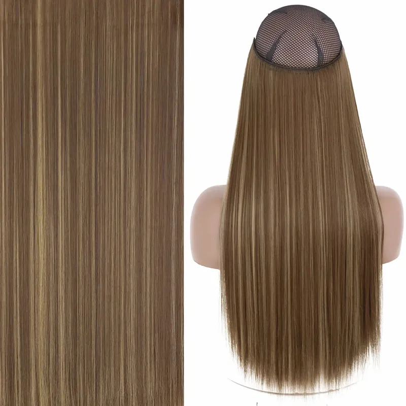 Synthetic No Clip Invisible Wire Hair Extensions Straight Black Blonde One Piece False Hairpiece Hair Extension — image 18