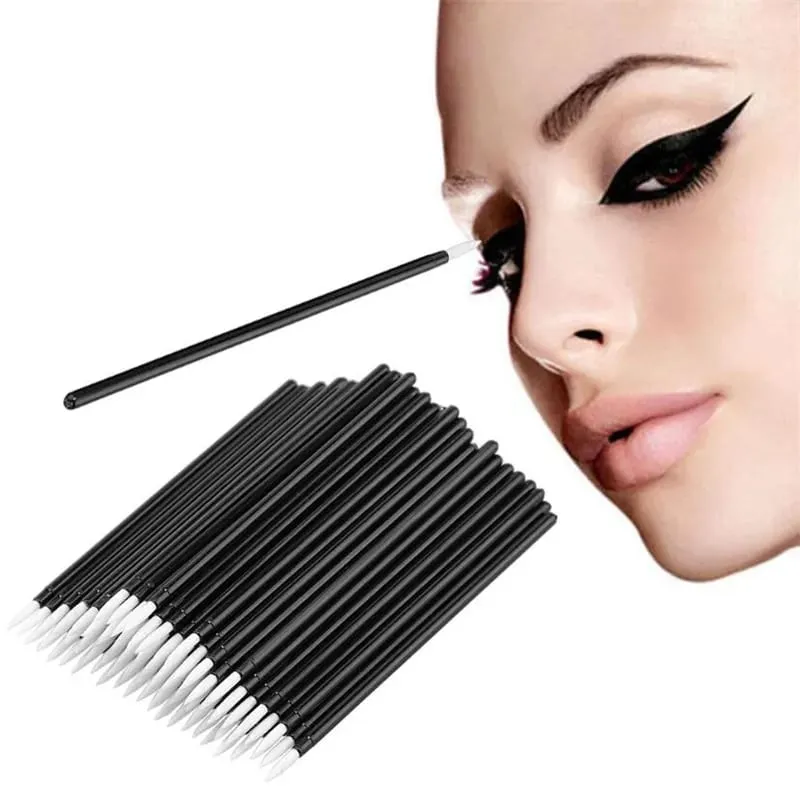 50Pcs Professional Beauty Makeup Eyeliner Brushes With Cap Fine Nylon Hair Make Up Brush Disposable Fiber Eyeliner Brush — image 2