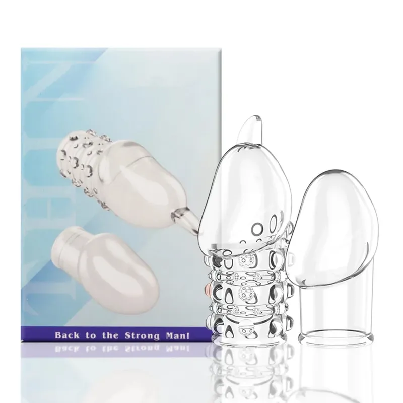 Male Glans Penis Cover Sleeve Extension Foreskin Cock Ring Dick Delay Ejaculation Reusable Condoms Erotic Sex Toys For Men