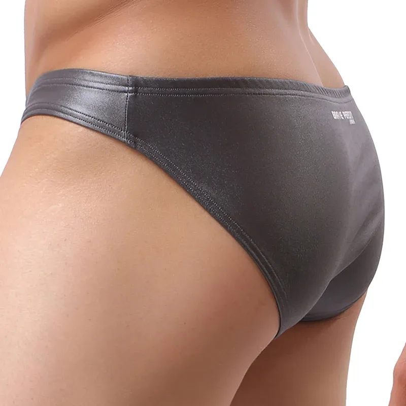 Male's Briefs Faux Leather Jockstrap Stretch Briefs Pouch Panties Underwear Low Waist Soft Male Underpants — image 11