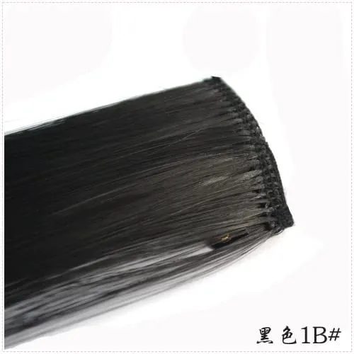 Long Straight Color Hair Piece Hair Extensions Clip In Highlight Rainbow Hair Streak Pink Synthetic Hair Strands on Clips