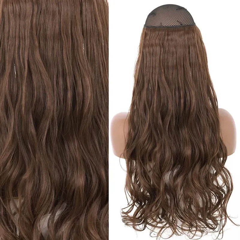 Synthetic No Clip Invisible Wire Hair Extensions Straight Black Blonde One Piece False Hairpiece Hair Extension — image 40