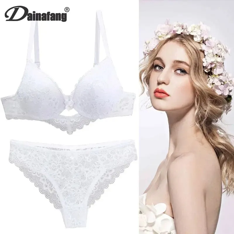 2022 New Lace Drill Bras Set Women Plus Size Push Up Underwear 34/75 36/80 38/85 40/90 42/95 ABCD Cup For Female Lingerie — image 5