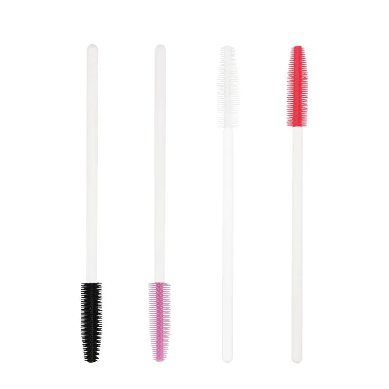 100 pcs Disposable Silicone Eyelashes Brushes white Handle Applicator Mascara Stick Brush Eyelash Extension women Makeup Tools