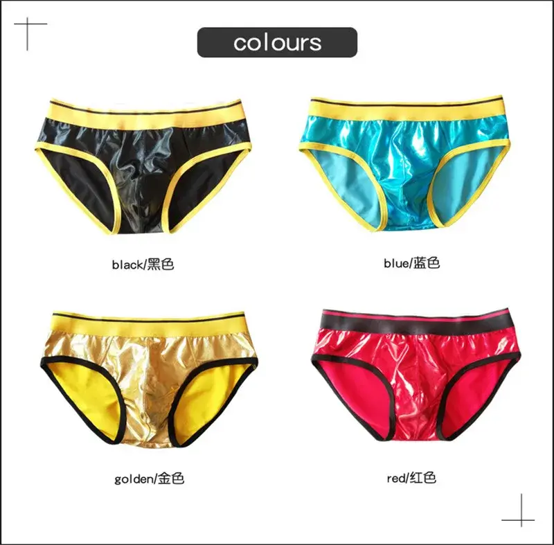 Sexy Men's Underwear Patent Leather Briefs Jockstrap Stretch Sissy Pouch Panties Underwear Briefs Male Fashion Comforty — image 2