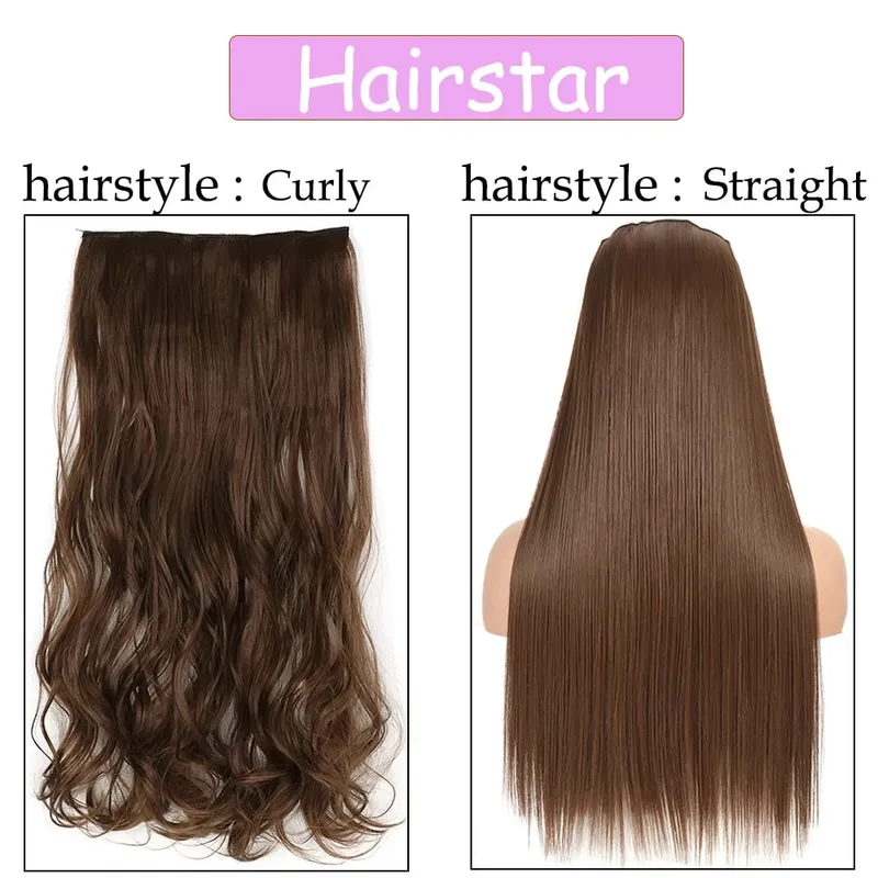 Hairstar 24' Long Straight Curly One Piece 5 Clips Clip-In Hair Extensions Synthetic Hairpieces for Woman — image 5