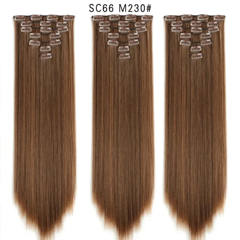 24Inch Synthetic Long Straight Hair Extensions 7pcs/Set 16 Clips in High Tempreture Fiber Synthetic Red Black Brown Hair Piece — image 52