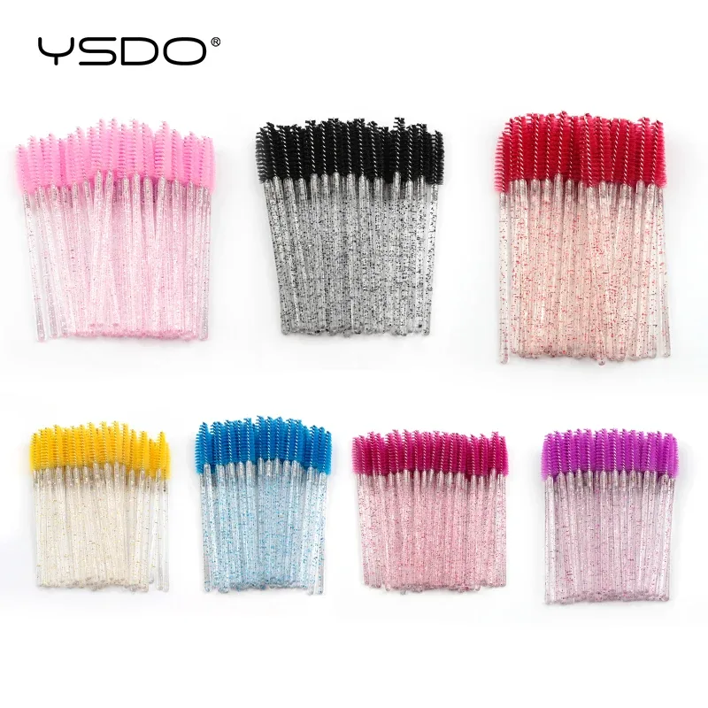 Good Quality 5/50 Pcs Crystal Eyelash Makeup Brushes Diamond Handle Mascara Wands Eyelash Extension Tools