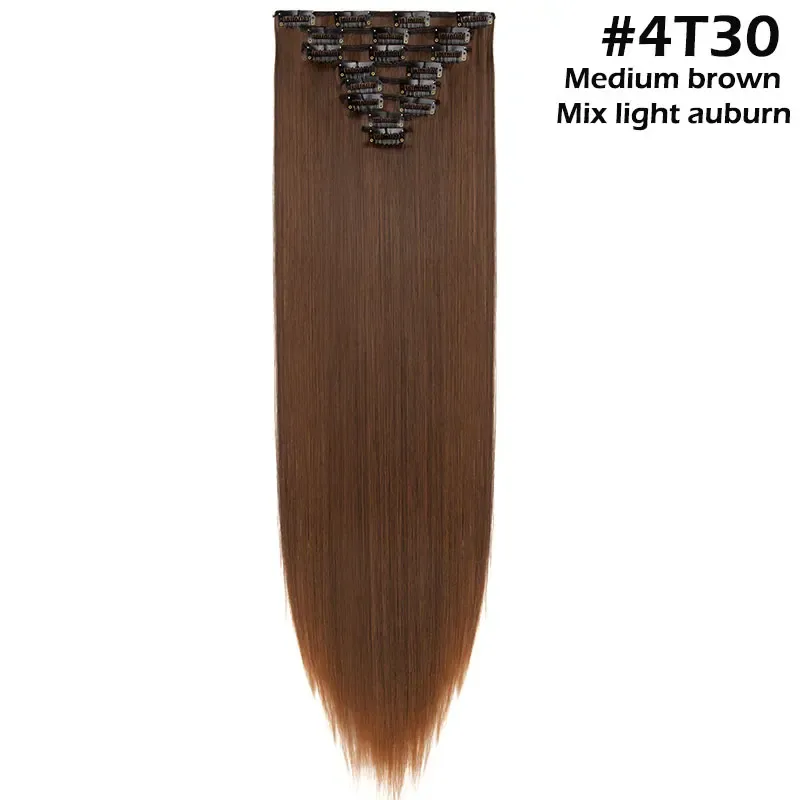 S-noilite Synthetic 8PCS/Set 18Clips Clip in Hair Extensions Long Straight Hair Extension Clip in Hair for Women — image 25