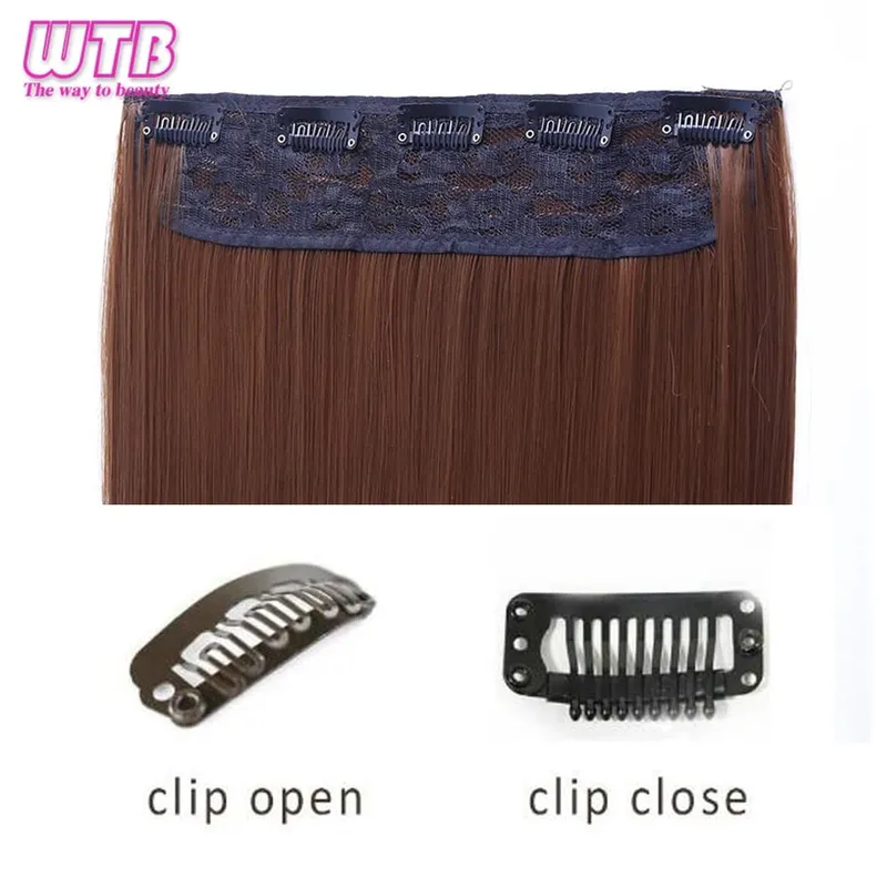WTB Synthetic 100cm 5 Clip In Hair Extension Heat Resistant Long Straight Black Fake Hairpiece for Women Natural Fake Hair 5 Siz — image 5
