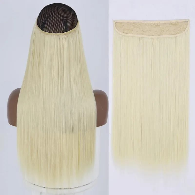 Synthetic No Clip Wave Hair Extensions Hidden Secret False Hairpiece One Piece Fish Line Fake Hair Piece — image 32