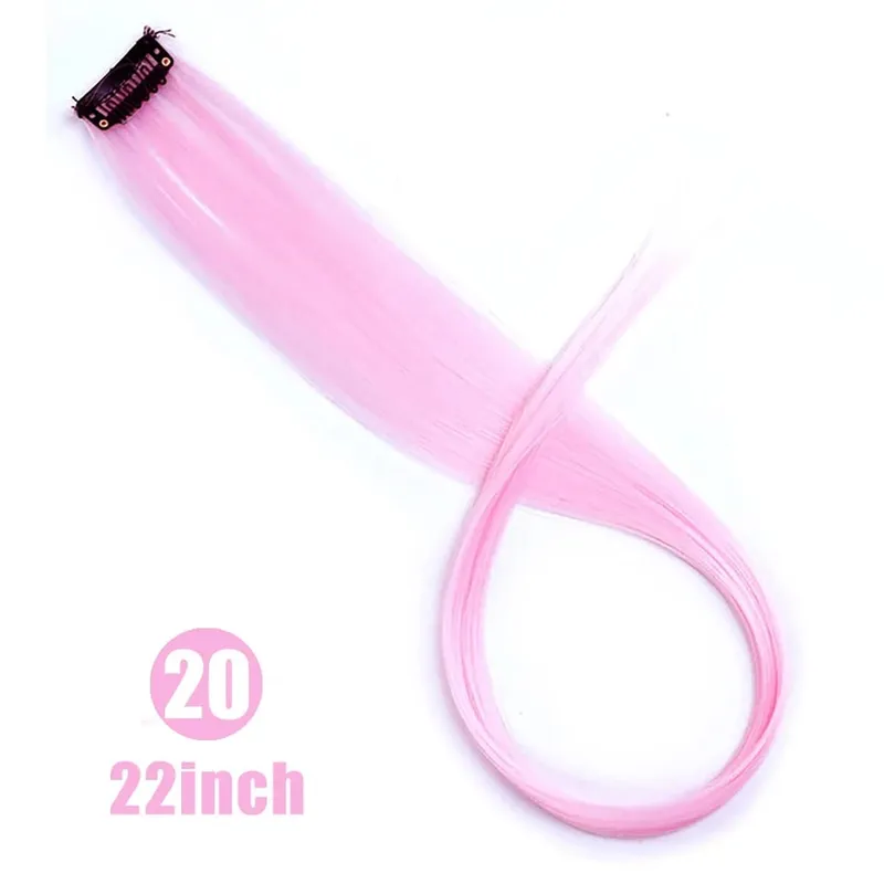 Lupu Synthetic Long Straight Rainbow Highlight Colored Hair Extensions Clip In Fake Hair Pieces For Women Heat Resistant — image 21