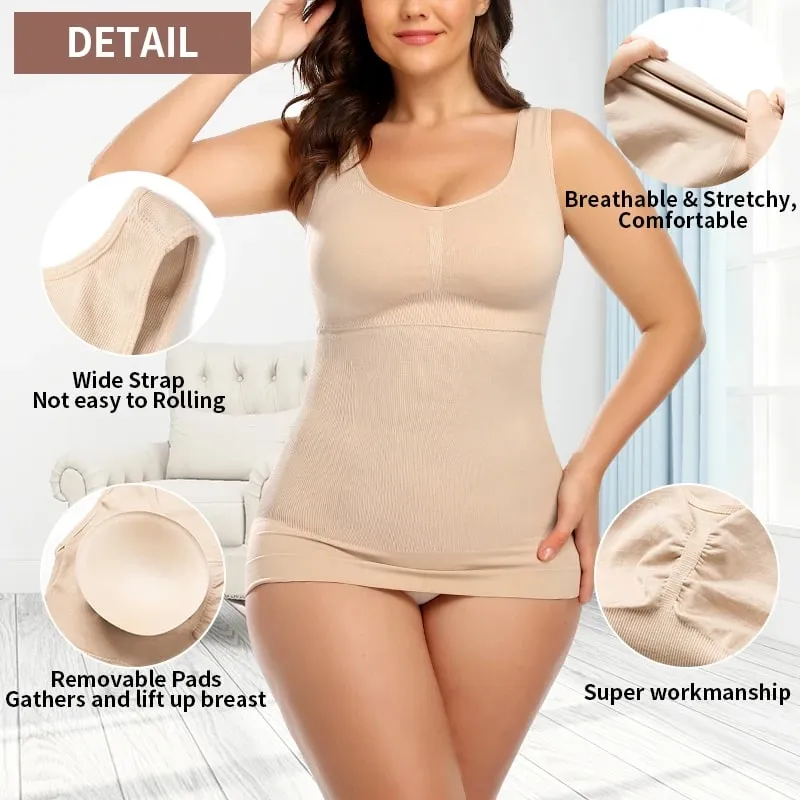 Tanktops für Damen mit integriertem BH, lässiger, breiter Träger, Basic-Camisole, ärmelloses Top, Shaper mit abnehmbarem BH — image 5