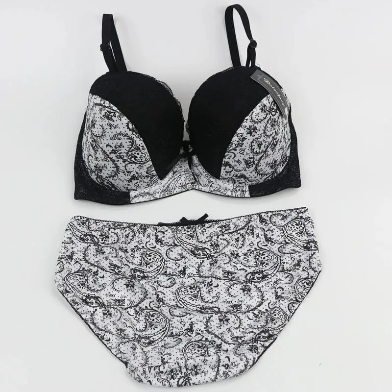 2025 New Brand Sexy High-Quality Push Up Padded Underwire Bow Bras Set Lace Flower Underwear For Womes Large Size Lingerie — image 3