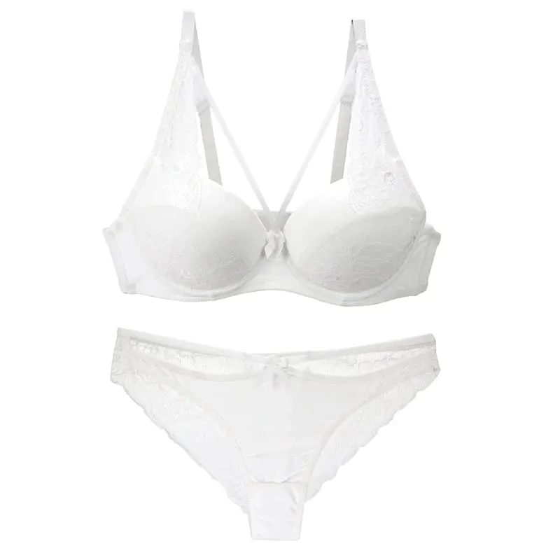 2021 New Sexy Women BCD Cup Bra Sets Lace Thong Hollow Out Underwear Panties Intimante Brief Female Girls Lingerie