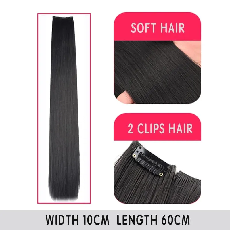 Synthetic Long Straight Clip In Hair Extensions False Hair Straight Black Hairpiece For Women Heat Resistant Fiber — image 11