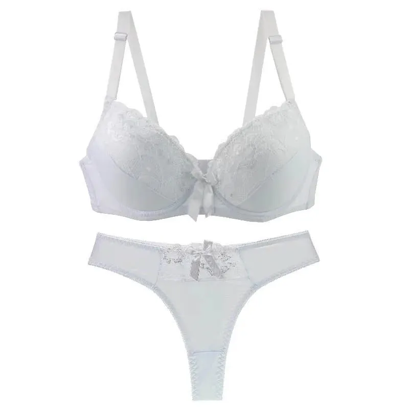 DaiNaFang New Sexy Push Up Bra Sets Padded Lace Middle Mold Cup Underwear For Women BCDE Plus Size Lingerie Female — image 4