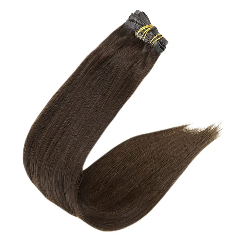 Full Shine Seamless Invisible Clip In Extensions Human Hair 8 Pcs 120g Remy Balayage Blonde Color