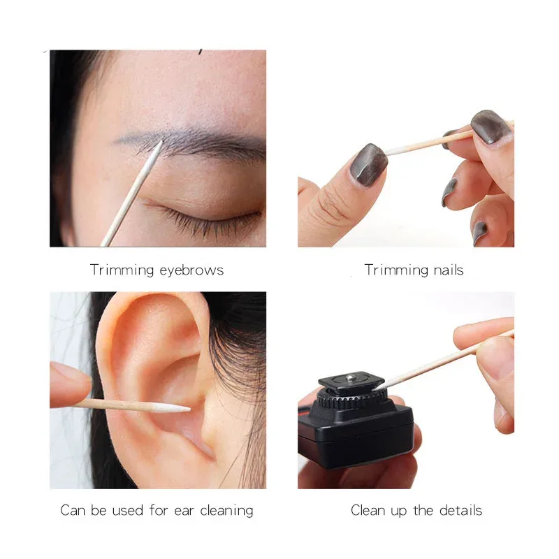 100 pcs Disposable Ultra-small Cotton Swab Lint Free Micro Brushes Wood Cotton Buds Swabs Eyelash Extension Glue Removing Tools