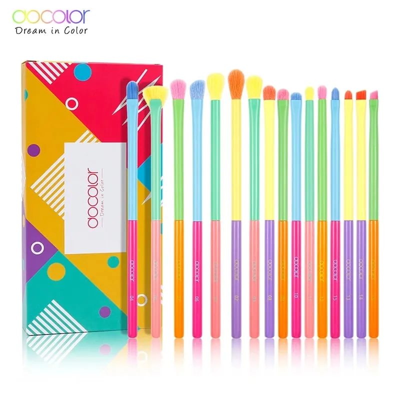 Docolor 15PCS Makeup Brushes Set Kabuki Foundation Powder Blush Eyeshadow Face Blending Concealer Makeup Brushes Beauty Tool