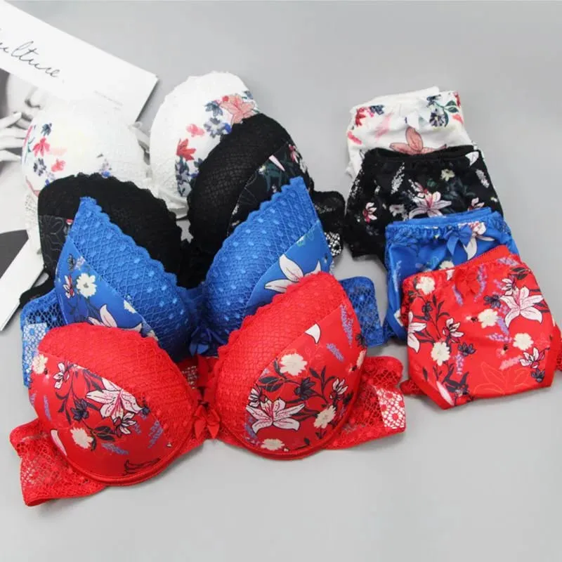 2022 New Thong Underwear Push Up Lace Hollow Out Brassiere ABCDE Cup Bras Panty Set Femme Panties Female Lingerie — image 1