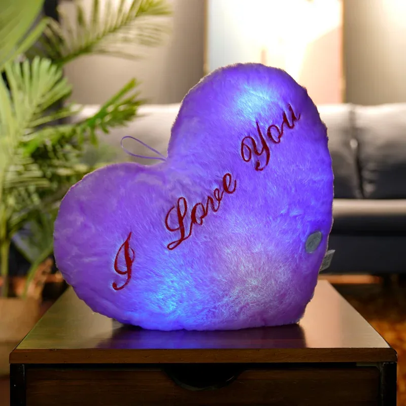 1pc 35CM Glowing Heart Shaped Plush Pillow Stuffed Decorate I LOVE U Colorful Luminous Toy Kids Companion Present Lovers Gift — image 10