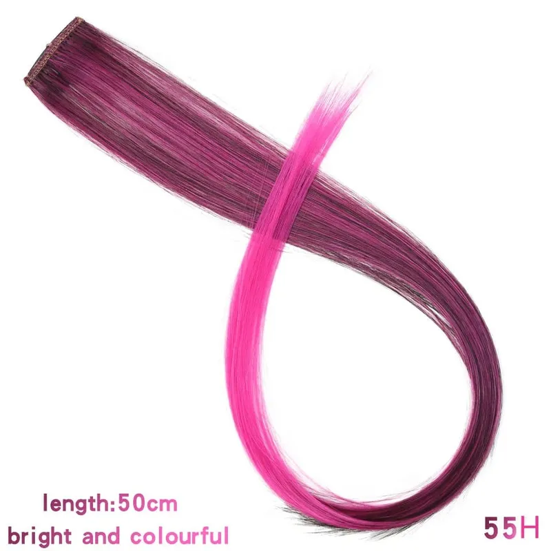 Lupu Synthetic Long Straight Rainbow Highlight Colored Hair Extensions Clip In Fake Hair Pieces For Women Heat Resistant — image 33