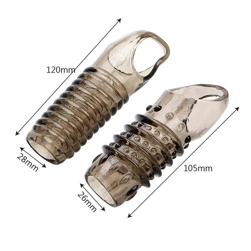 Transparent/Black Penis Extender Sleeve Reusable Condoms Penis Rings Enlargement Enhancer Delay Ejaculation Sex Toys for Men — image 5