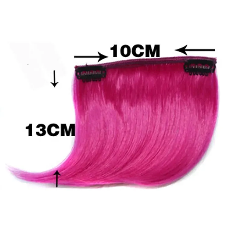 Synthetic Clip-In Hair Bangs Extensions Purple Pink Blue Short Hairpiece Fake Hair for Female