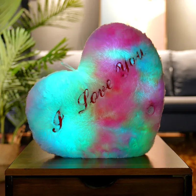 1pc 35CM Glowing Heart Shaped Plush Pillow Stuffed Decorate I LOVE U Colorful Luminous Toy Kids Companion Present Lovers Gift — image 12