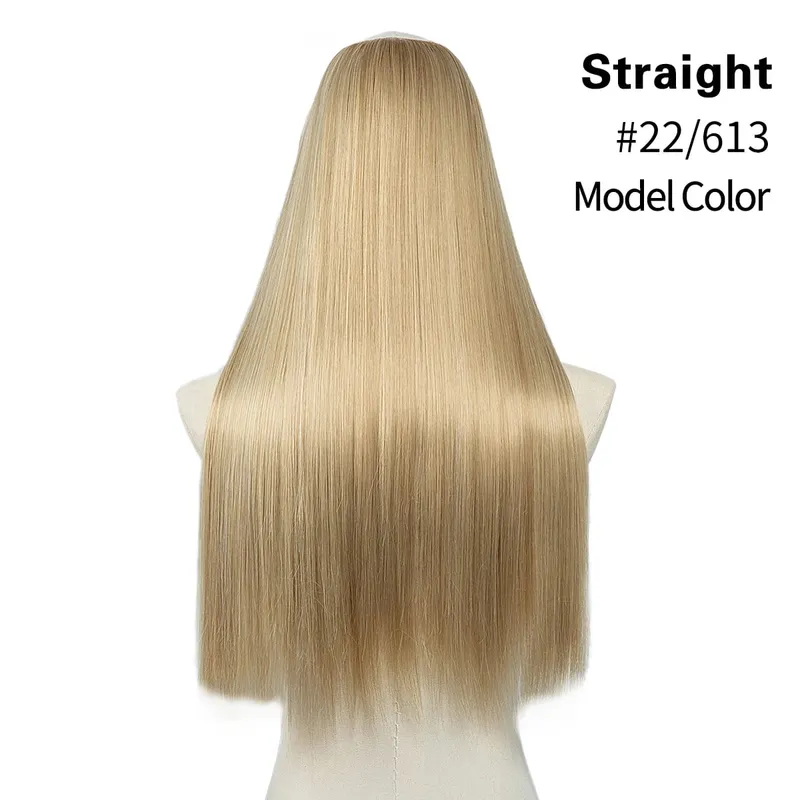 Premium Synthetic Straight U Part Clip in Hair Extension Long Daily Use Clip-on Natural Thick Fake Blonde Hairpieces For Woman — image 21