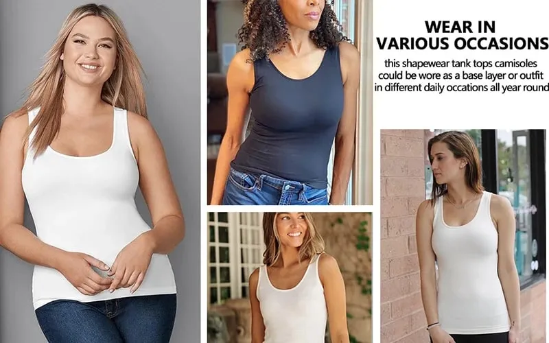 Tanktops für Damen mit integriertem BH, lässiger, breiter Träger, Basic-Camisole, ärmelloses Top, Shaper mit abnehmbarem BH — image 10