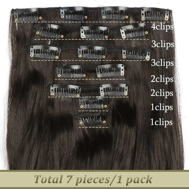 16 Clips 7Pcs/Set Hair Extensions Long Straight Natural Synthetic Black Blonde Hairpieces Heat Resistant For Women Hairstyle — image 5