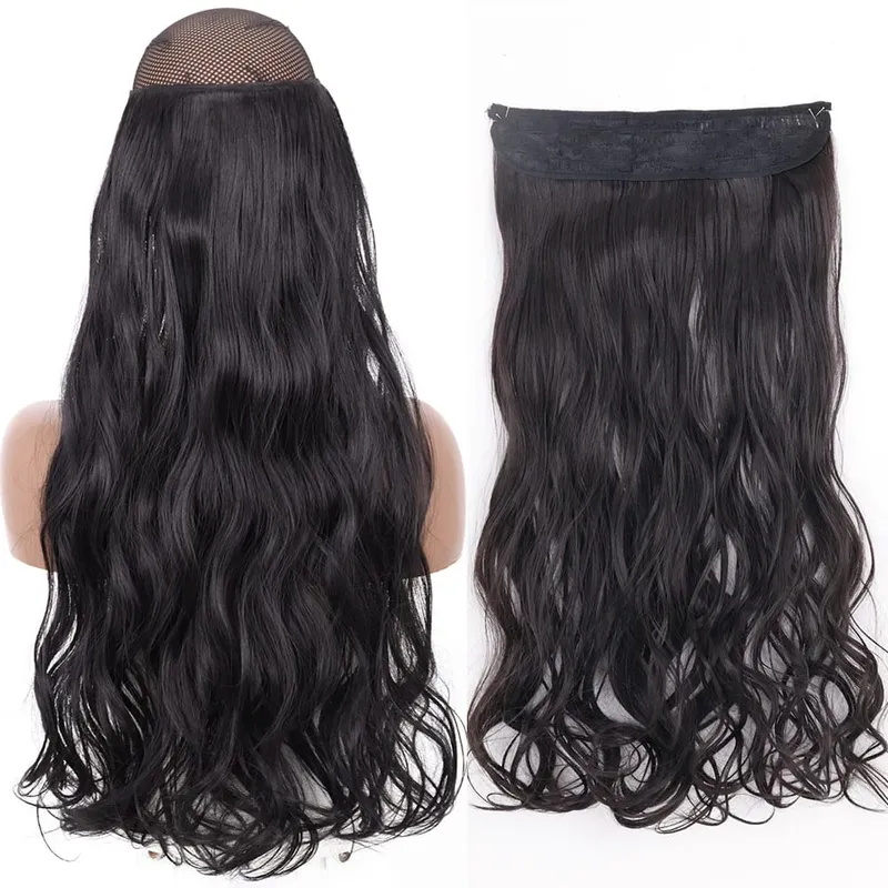 Synthetic No Clip Wave Hair Extensions Hidden Secret False Hairpiece One Piece Fish Line Fake Hair Piece — image 36
