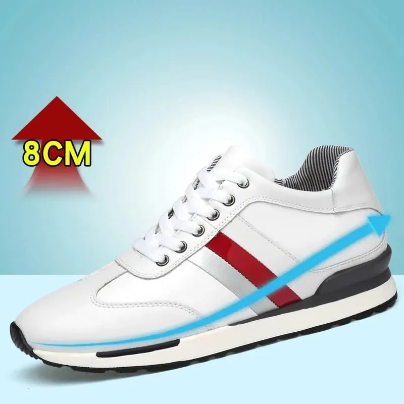 Elevator Shoes Men Sneakers Height Shoes Men Increase Shoes Increase 8CM Leather Lift Sports Leather Shoes Tall Shoes — image 3