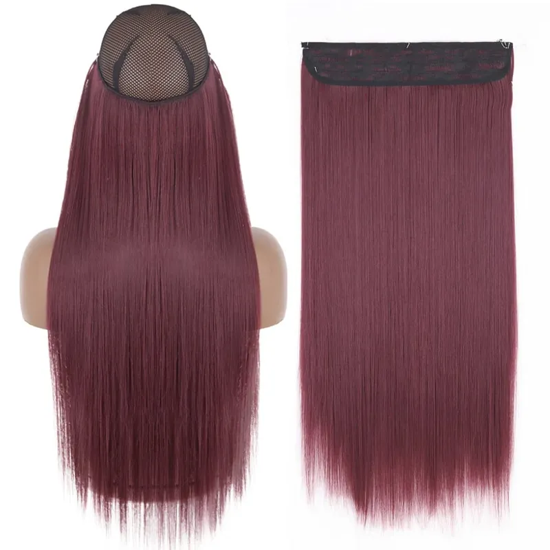 Synthetic No Clip Wave Hair Extensions Hidden Secret False Hairpiece One Piece Fish Line Fake Hair Piece — image 31