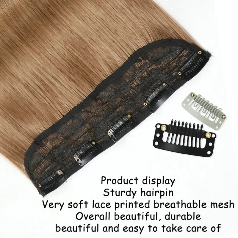 Synthetic Long Straight Clip In One Piece Hair Extension 5 Clips False Blonde Hair Brown Black Heat Resistant Fake Hair — image 3