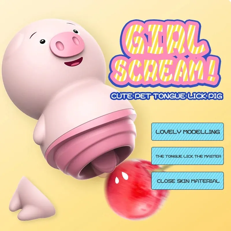 หมูสีชมพูลิ้นเลียเครื่องสั่น Anal Clitoris หัวนมนวด G-Spot ผลิตภัณฑ์สำหรับผู้ใหญ่เพศเร้าอารมณ์เครื่อง 6/2 โหมดของเล่นเพศหญิง