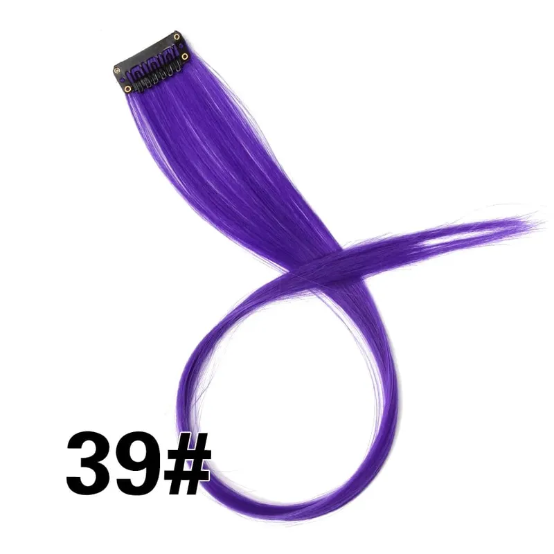 Synthetic Leeons Clip In one Pieces Hair Extensions Heat Resistant Hairpieces Rainbow Ombre Hair Extensions Fake Long Hair Women