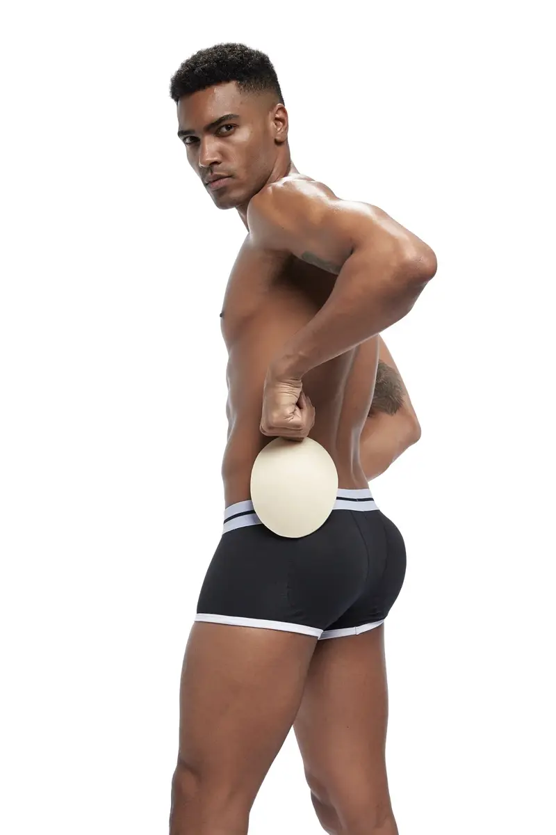 Brand sexy men underwear bulge enhancing men Boxer include Penis pad and hips buttocks double Removable push up cup — image 17