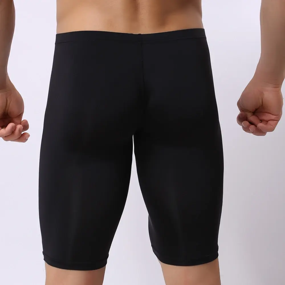 Ropa interior ultrafina para hombre, Bóxer transparente para esculpir, media longitud, sólido, bolsa convexa en U, ropa interior larga para hombre — image 3