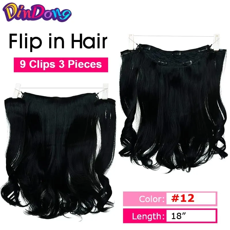 DinDong Synthetic Fish Line Hair Wavy Clips in Hair Extensions 3/4 Half Wig 3 Styles Hair for Women Daily Use — image 31