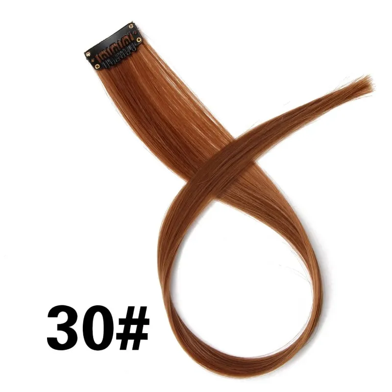 Synthetic 50Cm Rainbow Colors One Clip In Hair Extensions Straight Long Synthetic For Women Hair Piece Blue Pink Purple Red 12G