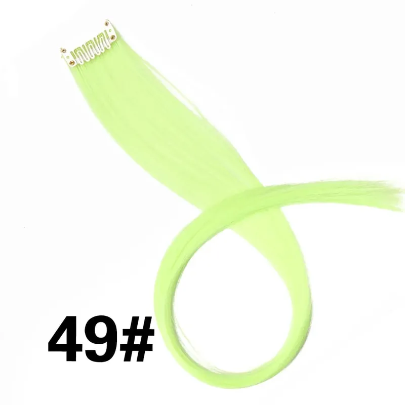 Synthetic Leeons Clip In one Pieces Hair Extensions Heat Resistant Hairpieces Rainbow Ombre Hair Extensions Fake Long Hair Women