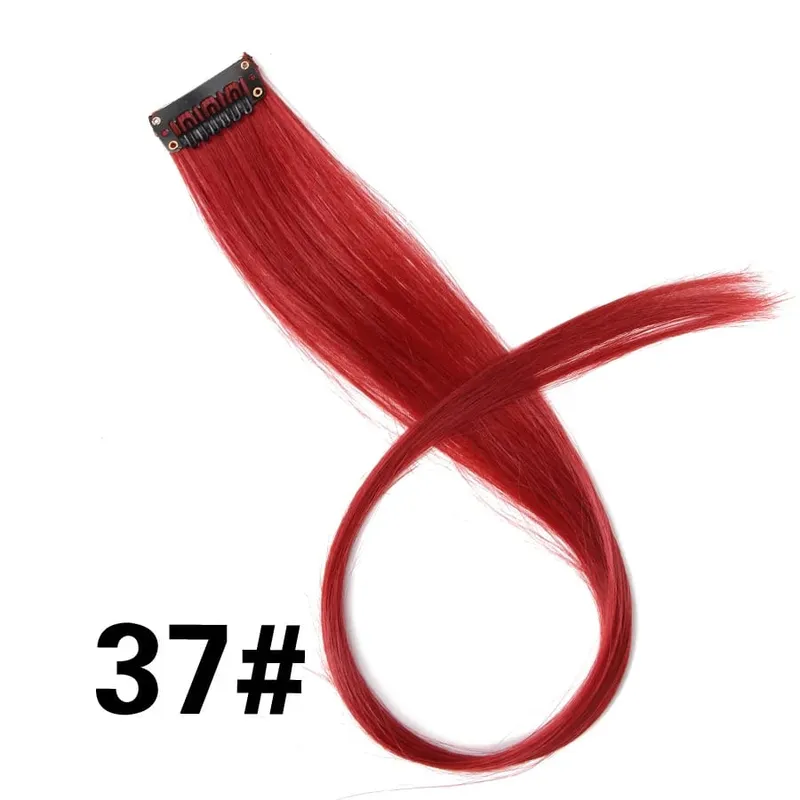 Synthetic Leeons Clip In one Pieces Hair Extensions Heat Resistant Hairpieces Rainbow Ombre Hair Extensions Fake Long Hair Women
